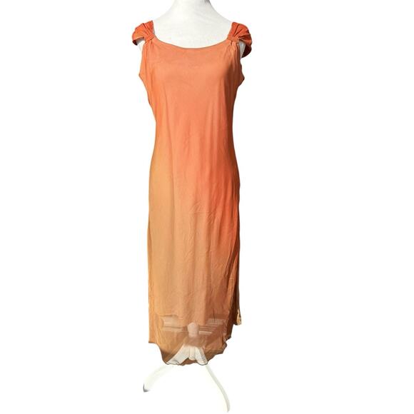 Vintage Silk Copper Gradient Evening Gown Cap Sleeve - Picture 2 of 11